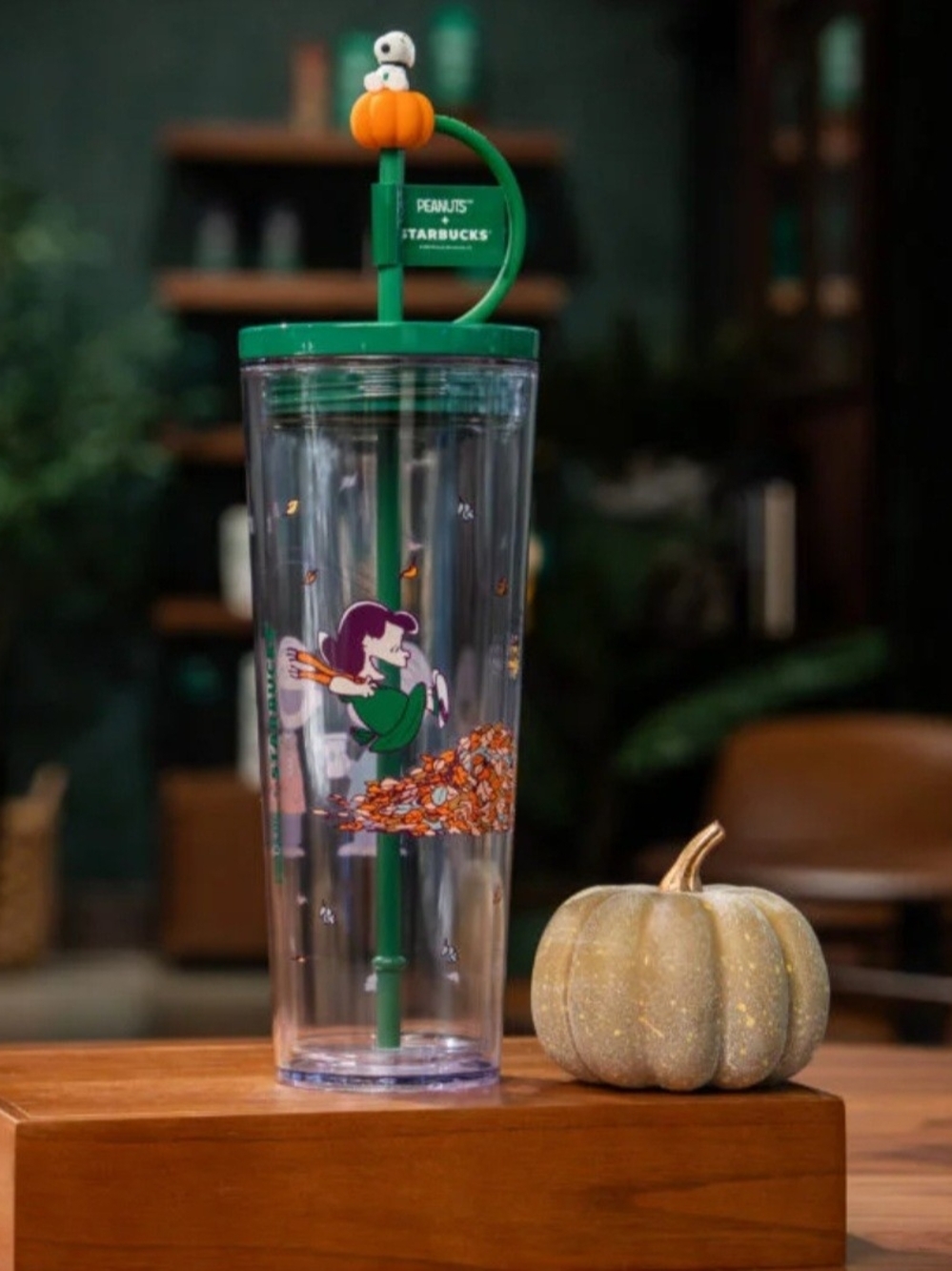 Starbucks X Peanuts Fall Double-Wall 24 fl oz Tumbler with Pumpkin Straw Charm